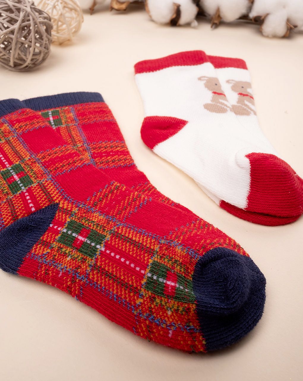 βρεφικά καλτσάκια teddy/καρό για αγόρι - Prénatal