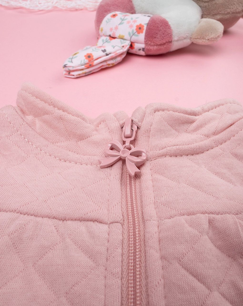 βρεφικό σετ κορμάκι, γιλέκο και γκέτα bear trace για κορίτσι - Prénatal