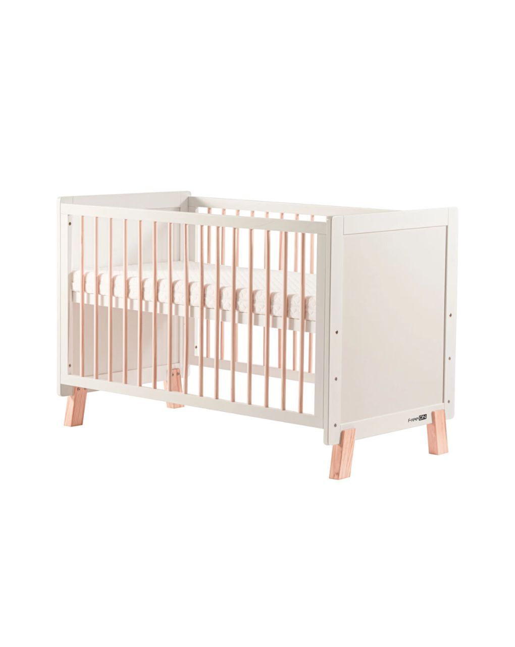 Freeon ξύλινο βρεφικό κρεβάτι ava λευκό-φυσικό 60x120cm 49164 - Freeon