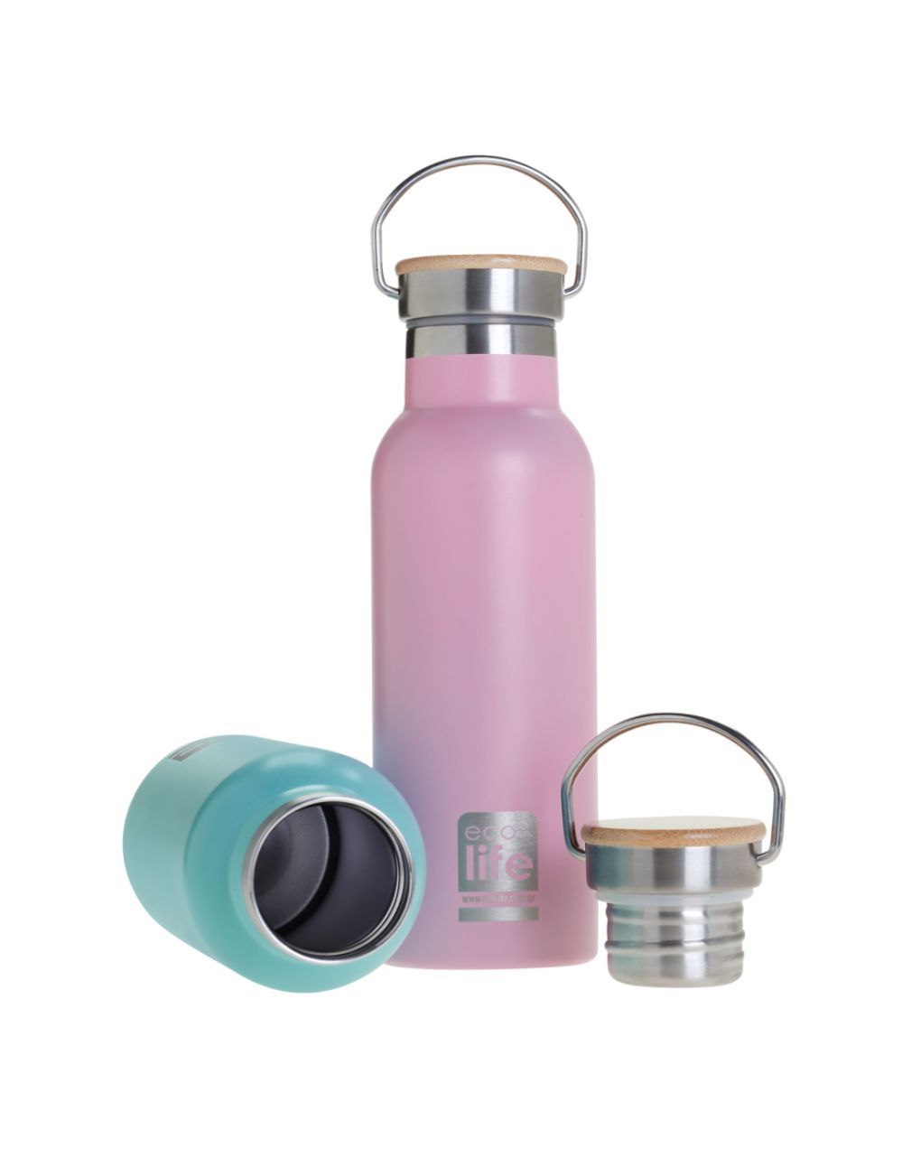 Ecolife μπουκάλι θερμός bamboo lid 500ml pink 33-bo-3043 - Ecolife