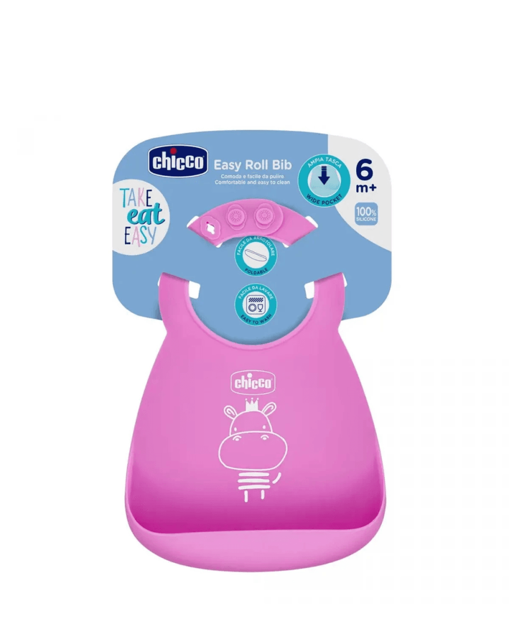 Chicco σαλιάρα σιλικόνης για ψίχουλα- ροζ 1τεμ - Chicco