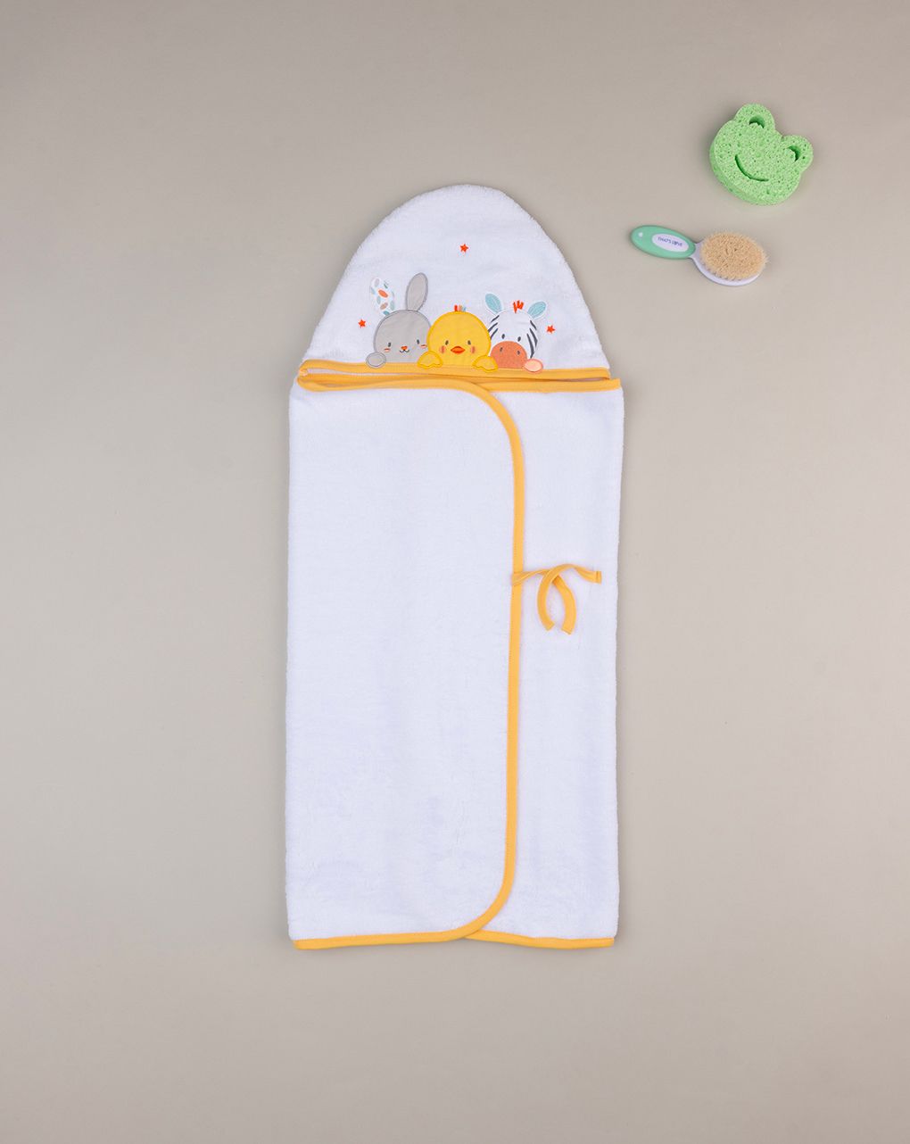 βρεφική μπουρνουζοπετσέτα λευκή πετσετέ baby smile unisex - Prénatal