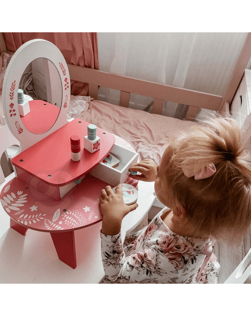 Tooky toy ξύλινη τουαλέτα ομορφιάς ροζ tl098a - TOOKY TOY