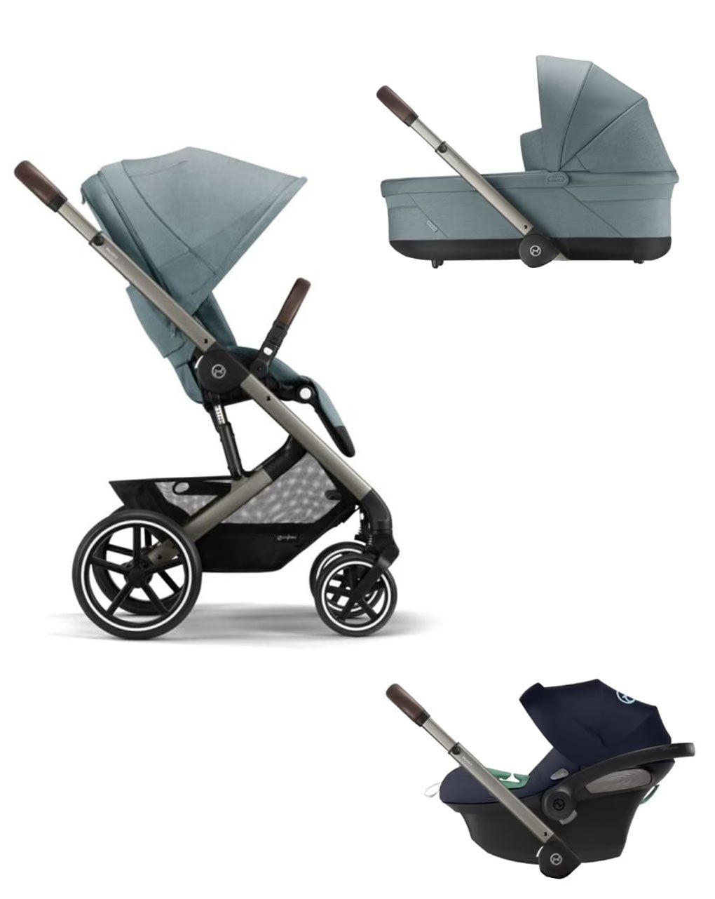 Cybex καρότσι 3σε1 balios s lux sky blue με κάθισμα aton s2 i-size + port bebe + αντάπτορες - Cybex