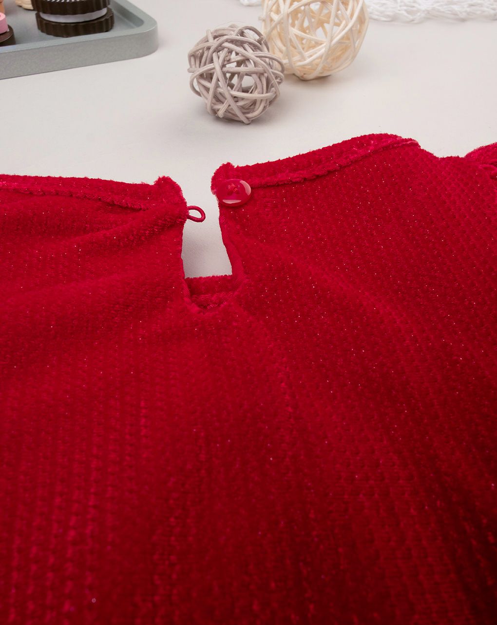 παιδικό φόρεμα κόκκινο βελουτέ για κορίτσι - Prénatal