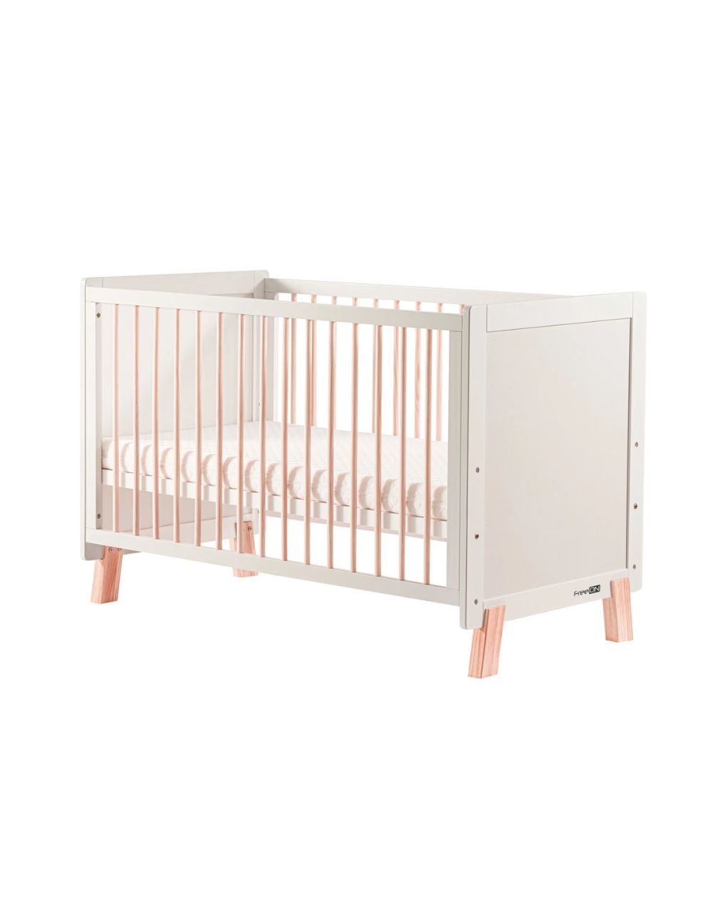 Freeon ξύλινο βρεφικό κρεβάτι ava λευκό-φυσικό 60x120cm 49164 - Freeon