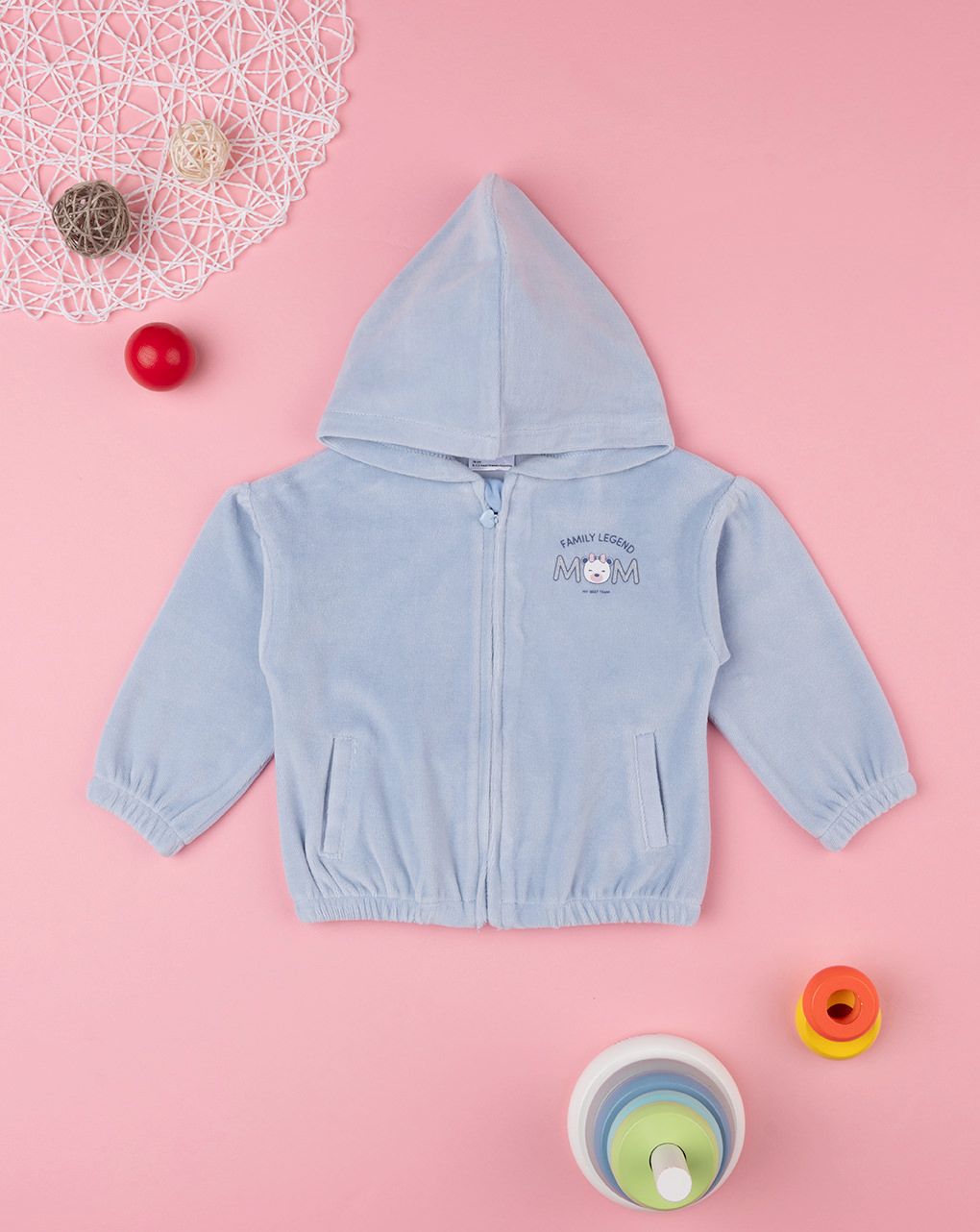 βρεφική ζακέτα σενίλ μπλε mom για κορίτσι - Prénatal