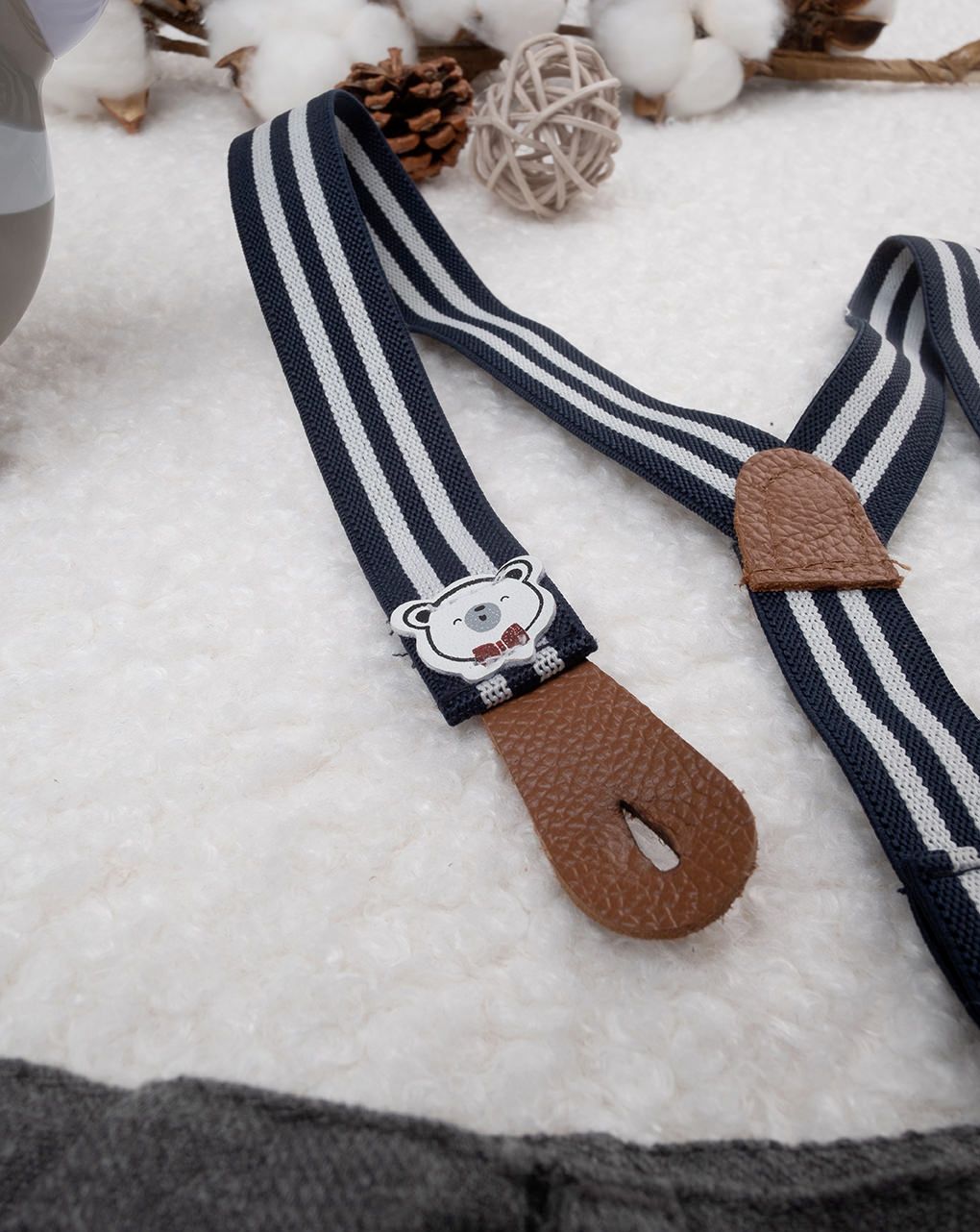 βρεφικό παντελόνι γκρι με τιράντες για αγόρι - Prénatal