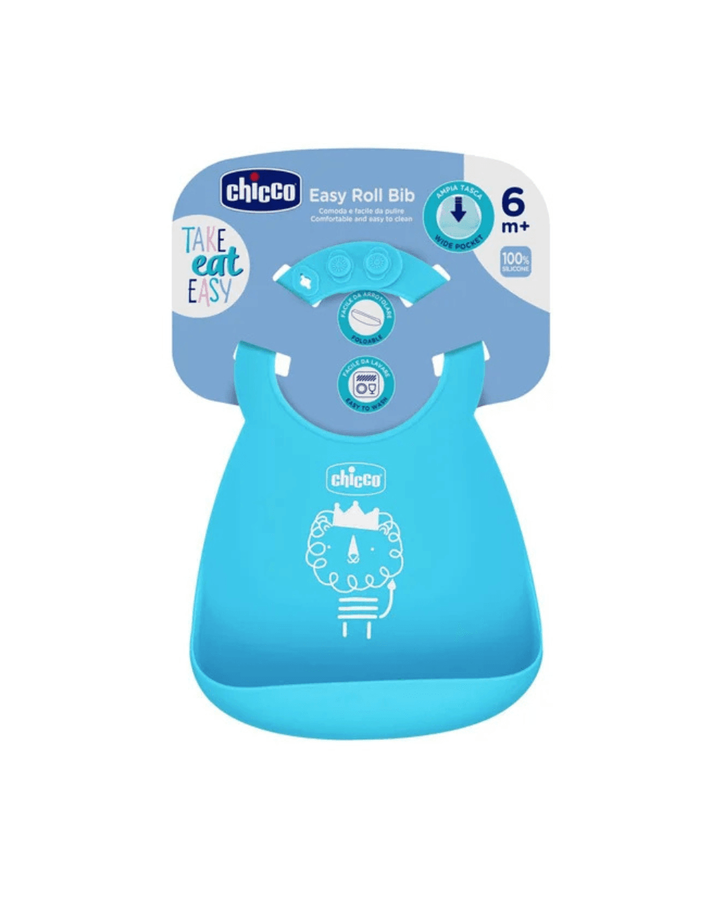 Chicco σαλιάρα σιλικόνης για ψίχουλα- μπλε 1τεμ - Chicco