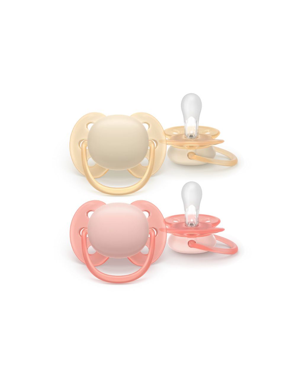 Philips avent πιπίλα σιλικόνης ultra soft 2τμχ 0-6 μηνών κίτρινο/πορτοκαλί scf091/38