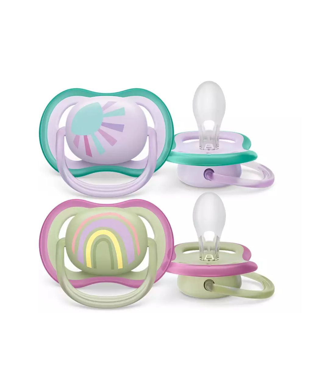 Philips avent πιπίλα ultra air purple sun-rainbow 0-6m, scf085/59