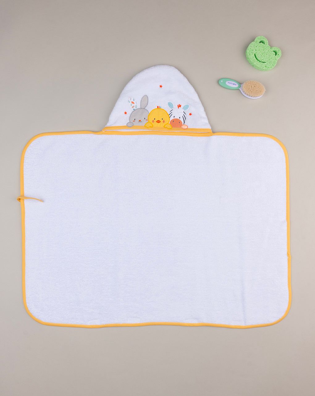 βρεφική μπουρνουζοπετσέτα λευκή πετσετέ baby smile unisex - Prénatal