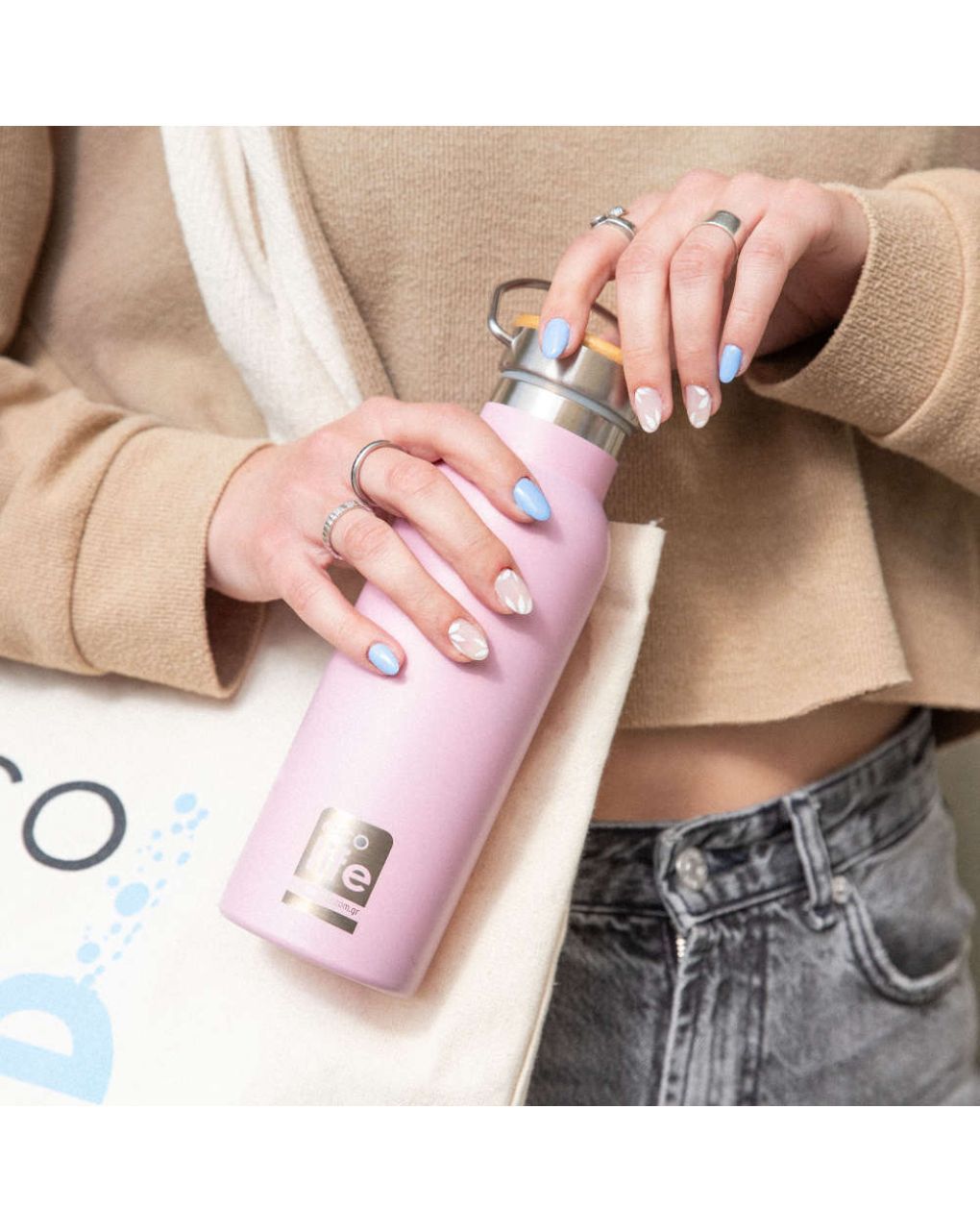 Ecolife μπουκάλι θερμός bamboo lid 500ml pink 33-bo-3043 - Ecolife