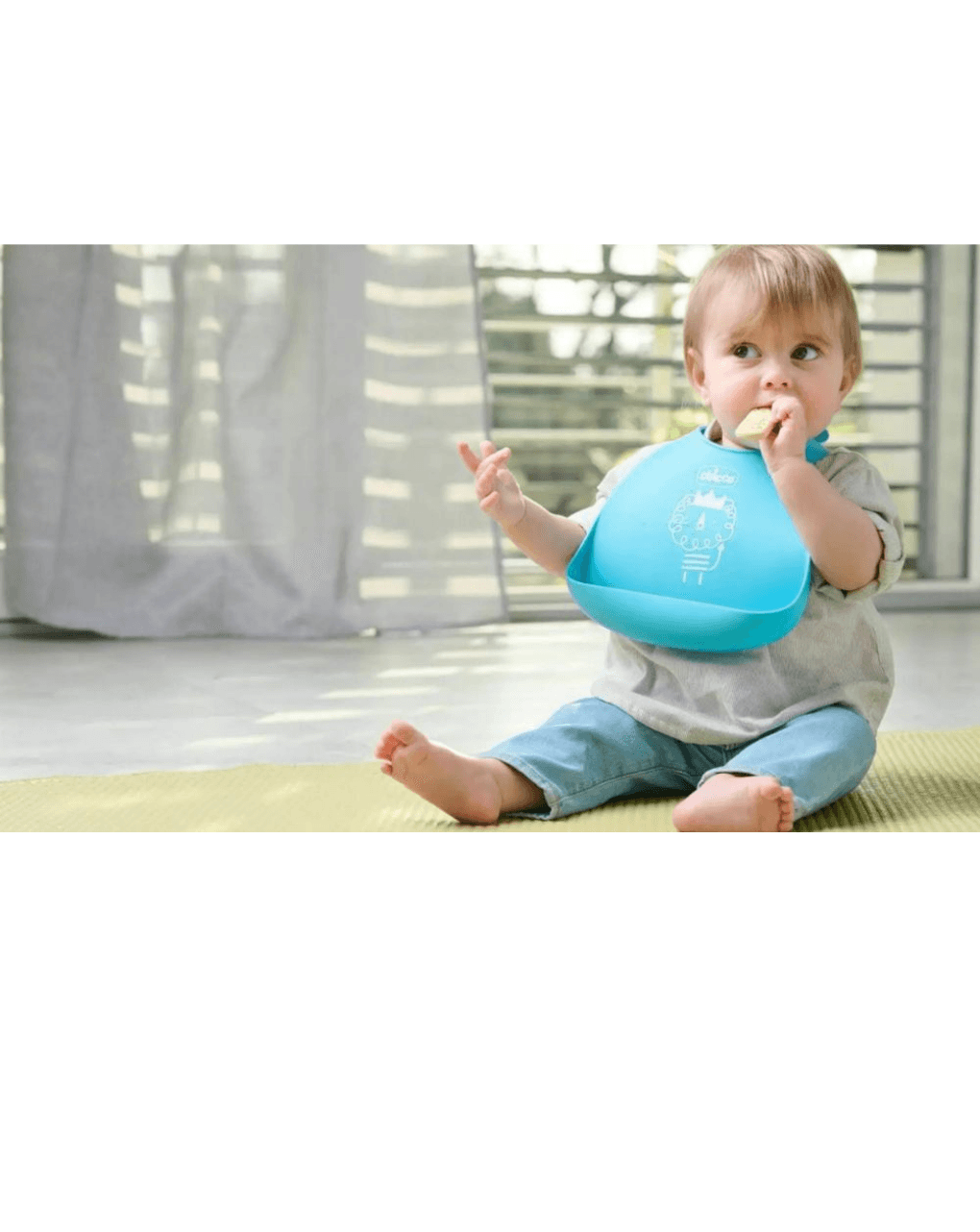 Chicco σαλιάρα σιλικόνης για ψίχουλα- μπλε 1τεμ - Chicco