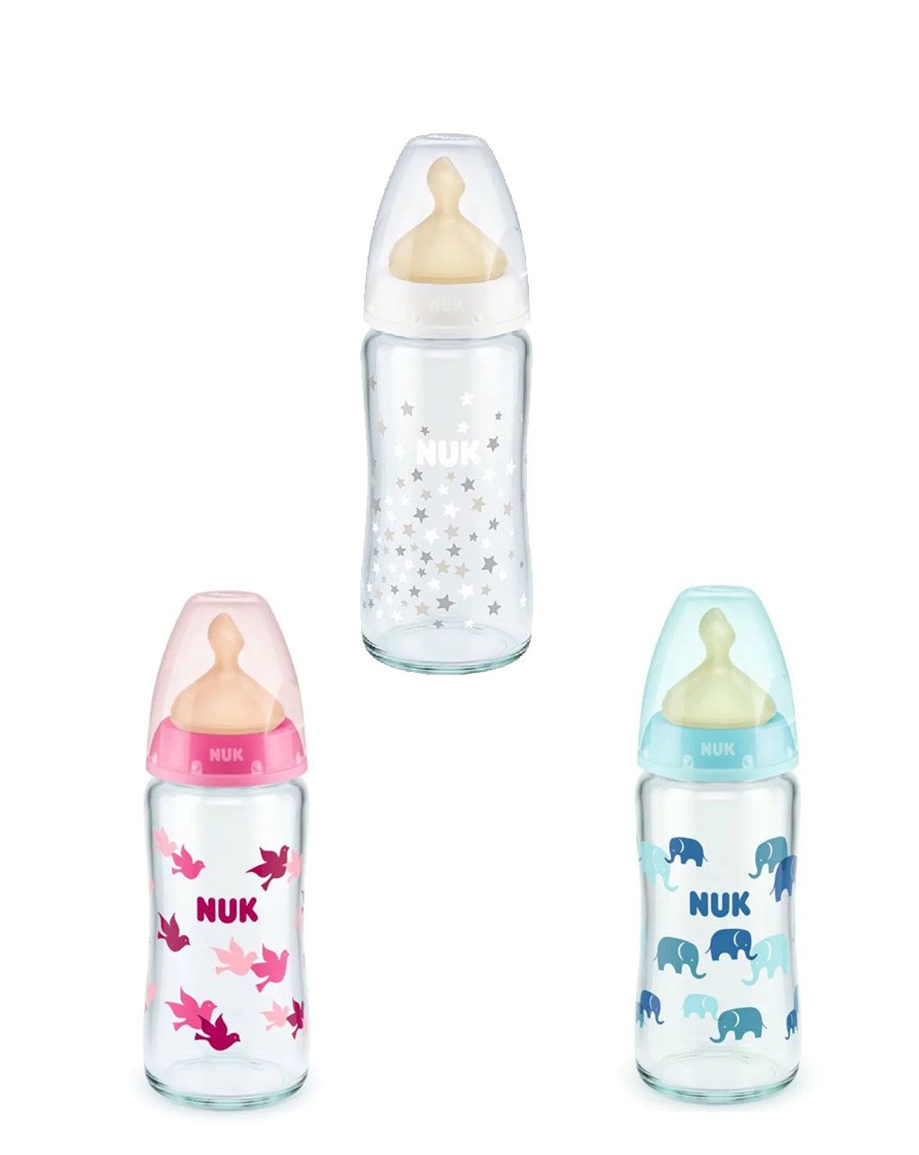 Nuk γυάλινο μπιμπερό first choice plus με θηλή καουτσούκ 0-6m 240ml