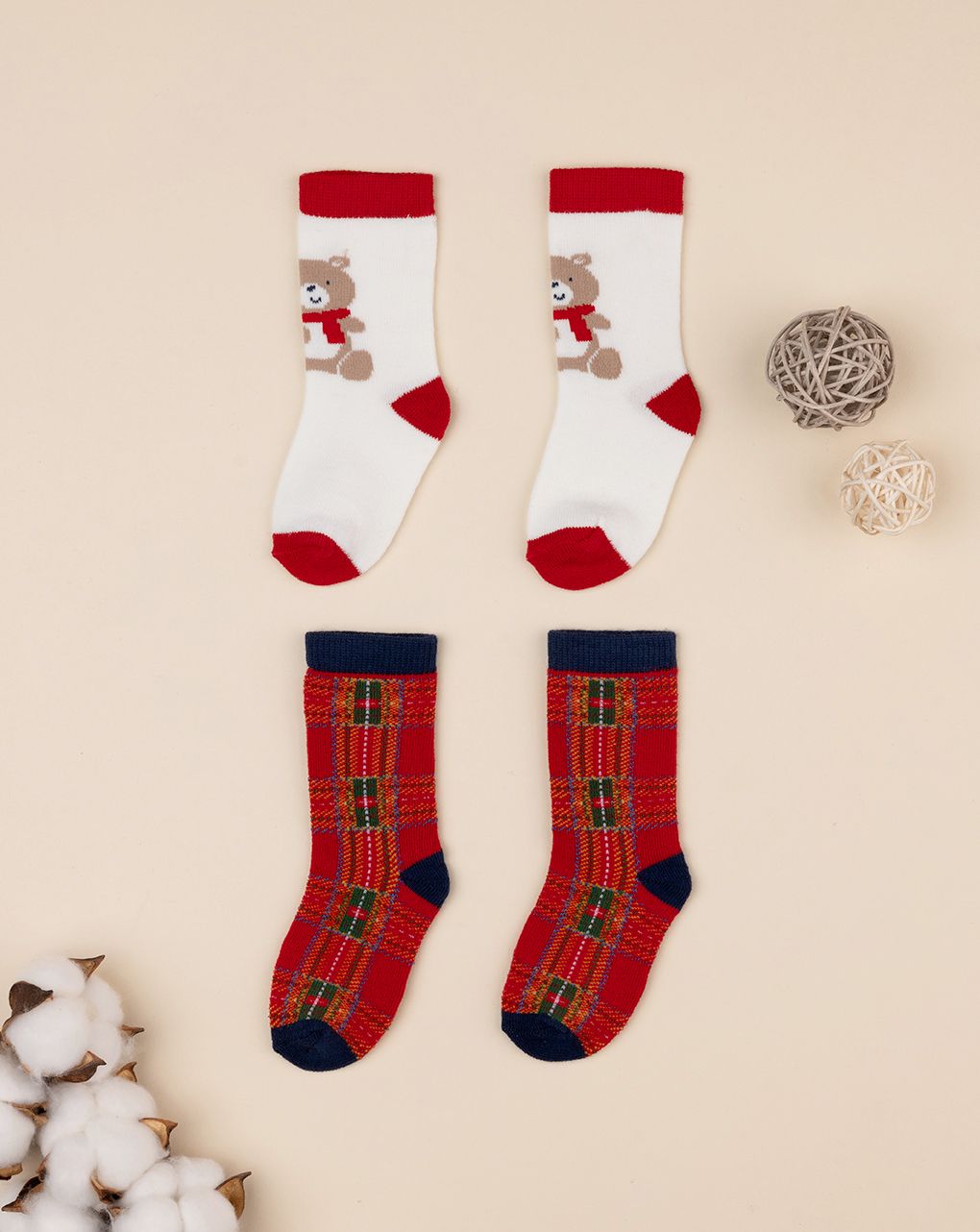 βρεφικά καλτσάκια teddy/καρό για αγόρι