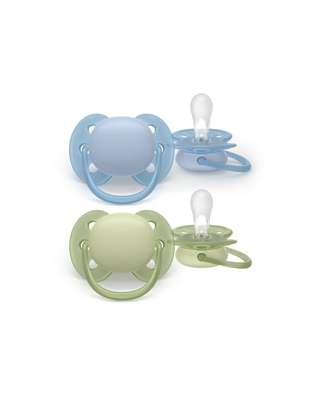 Philips avent πιπίλα σιλικόνης ultra soft 2τμχ 0-6 μηνών μπλε/πράσινο scf091/37