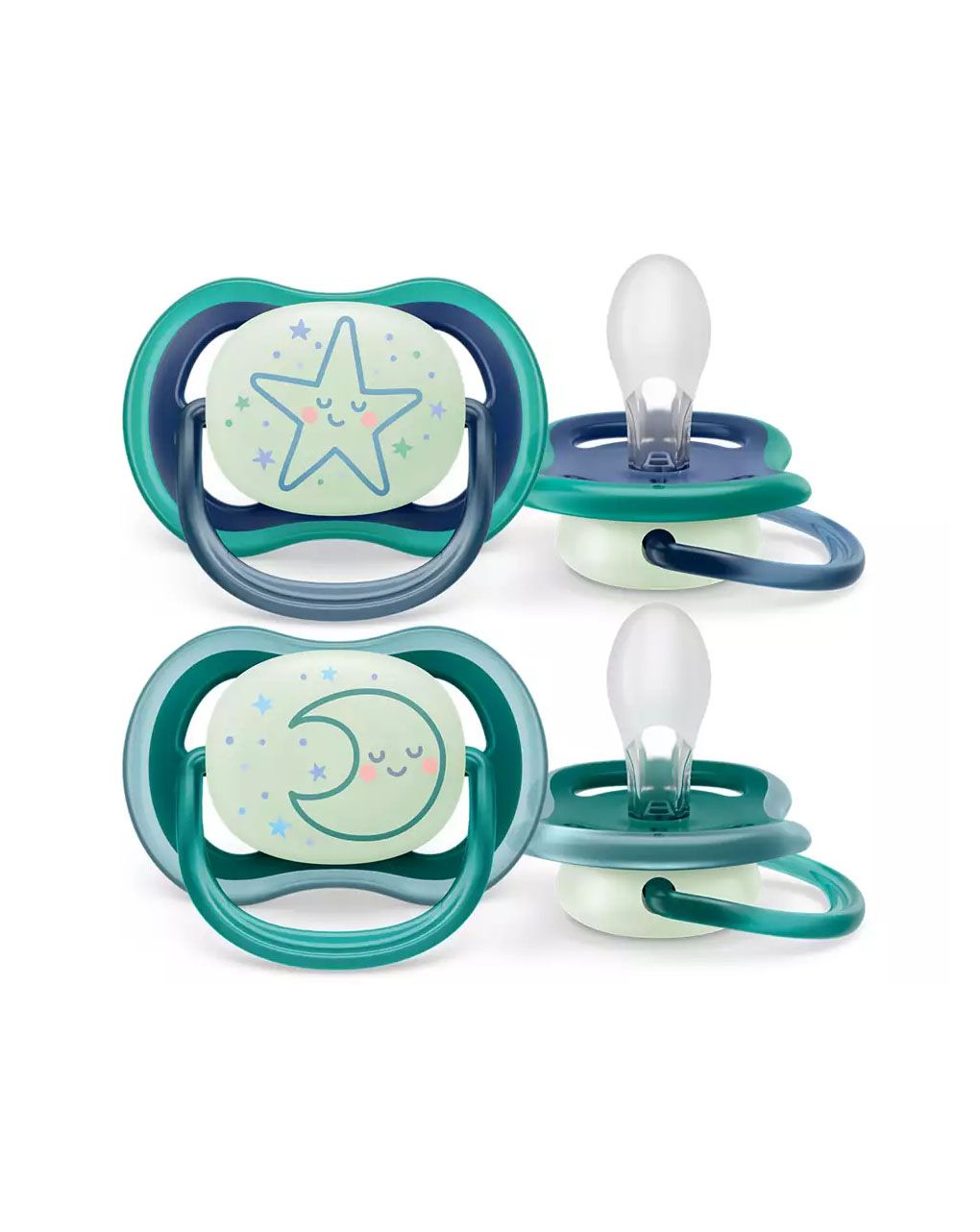 Philips avent πιπίλα ultra air nighttime moon-star 6-18m, scf376/13