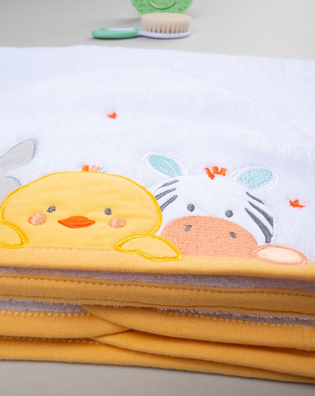 βρεφική μπουρνουζοπετσέτα λευκή πετσετέ baby smile unisex - Prénatal