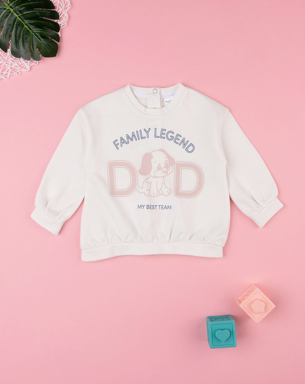 βρεφική μπλούζα φούτερ λευκή dad για κορίτσι - Prénatal