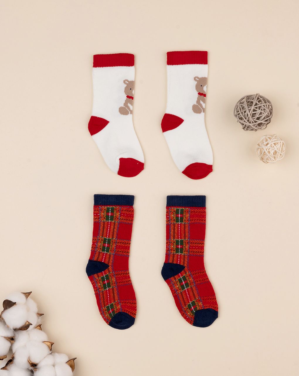 βρεφικά καλτσάκια teddy/καρό για αγόρι - Prénatal