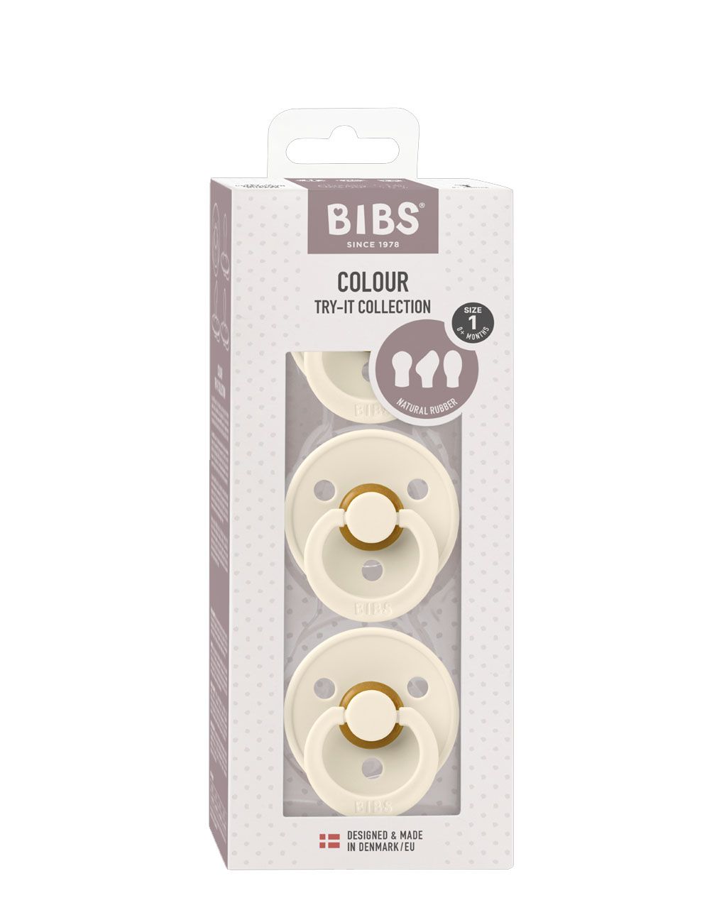 Bibs πιπίλες καουτσούκ try-it colour ivory  0+m σετ 3 τεμ. - BIBS