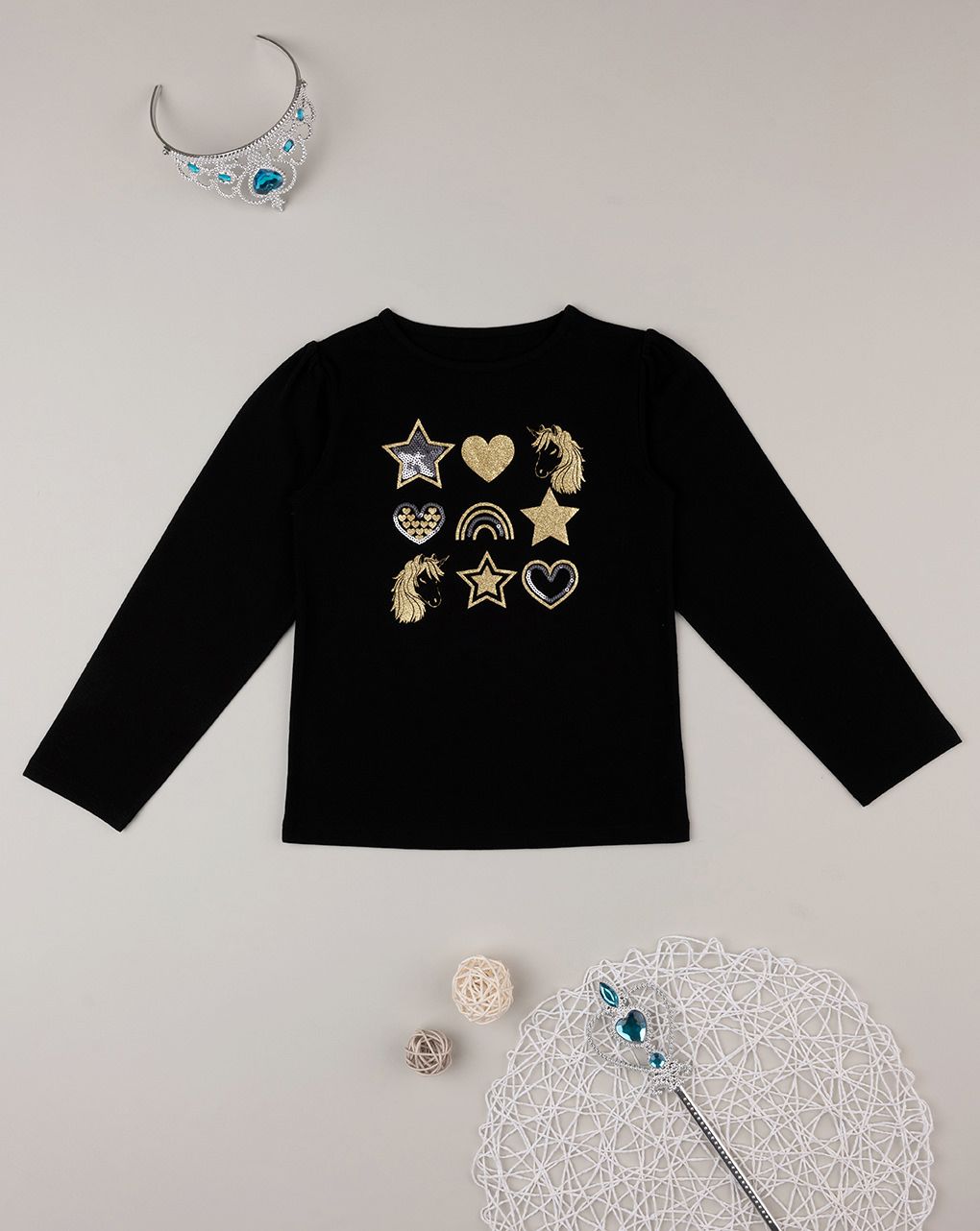 παιδική μπλούζα μαύρη με παγιέτες για κορίτσι