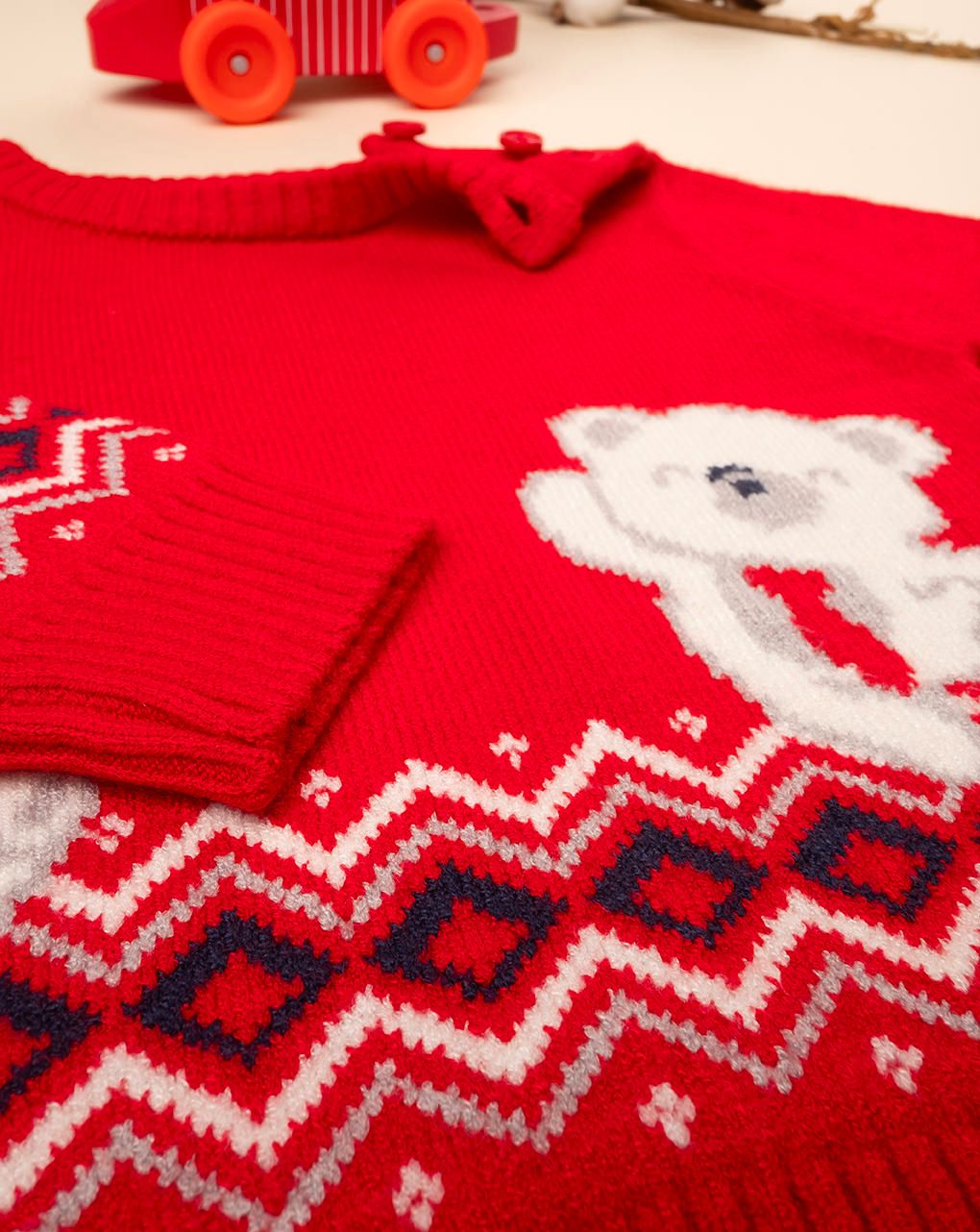 βρεφικό πουλόβερ κόκκινο teddies για αγόρι - Prénatal