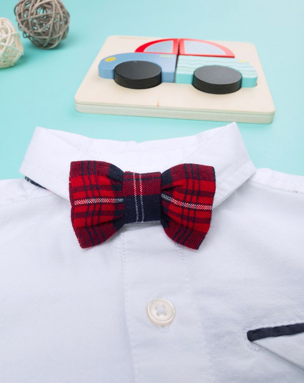 βρεφικό πουκάμισο λευκό με παπιγιόν για αγόρι - Prénatal