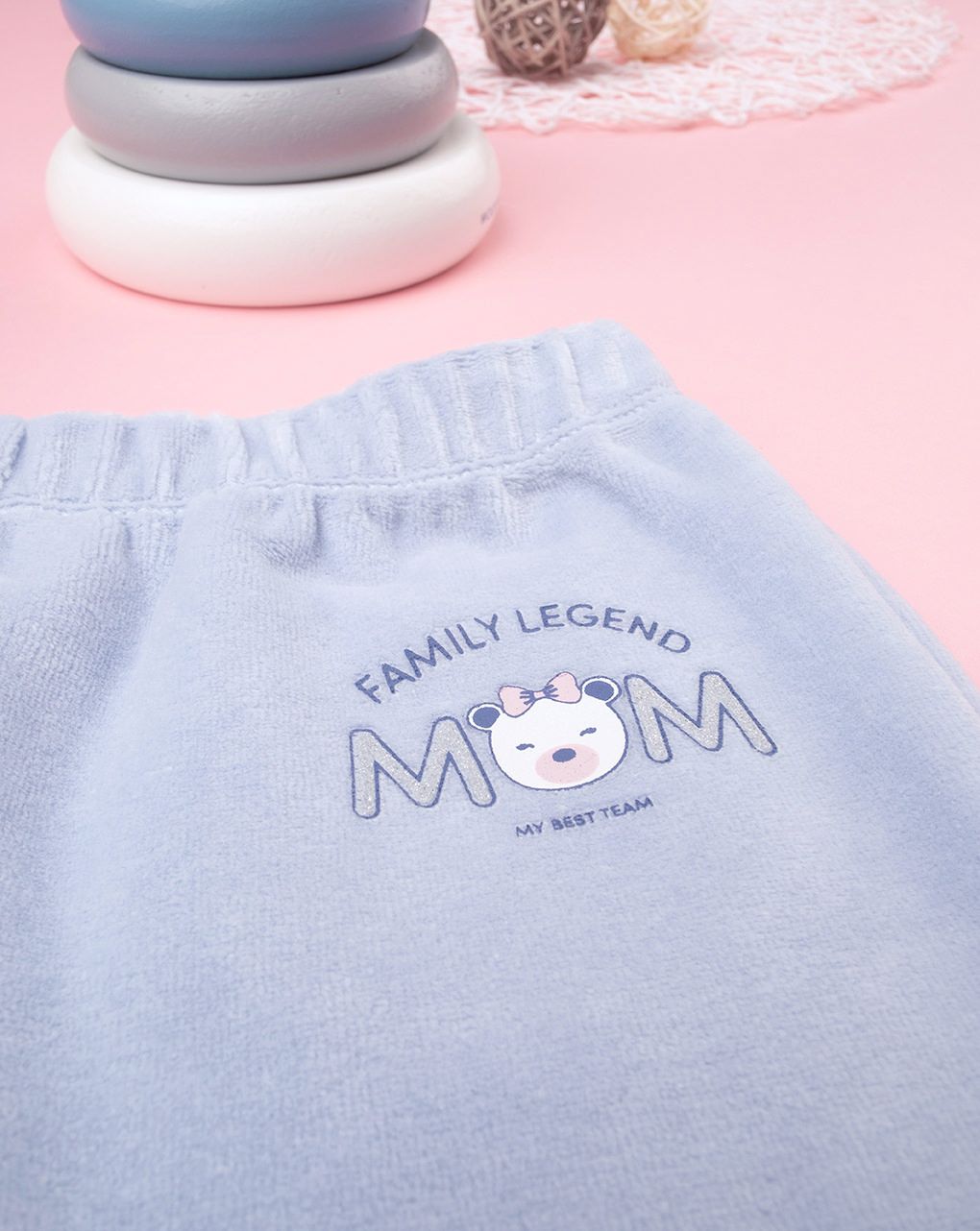 βρεφικό παντελόνι φόρμας σενίλ μπλε mom για κορίτσι - Prénatal