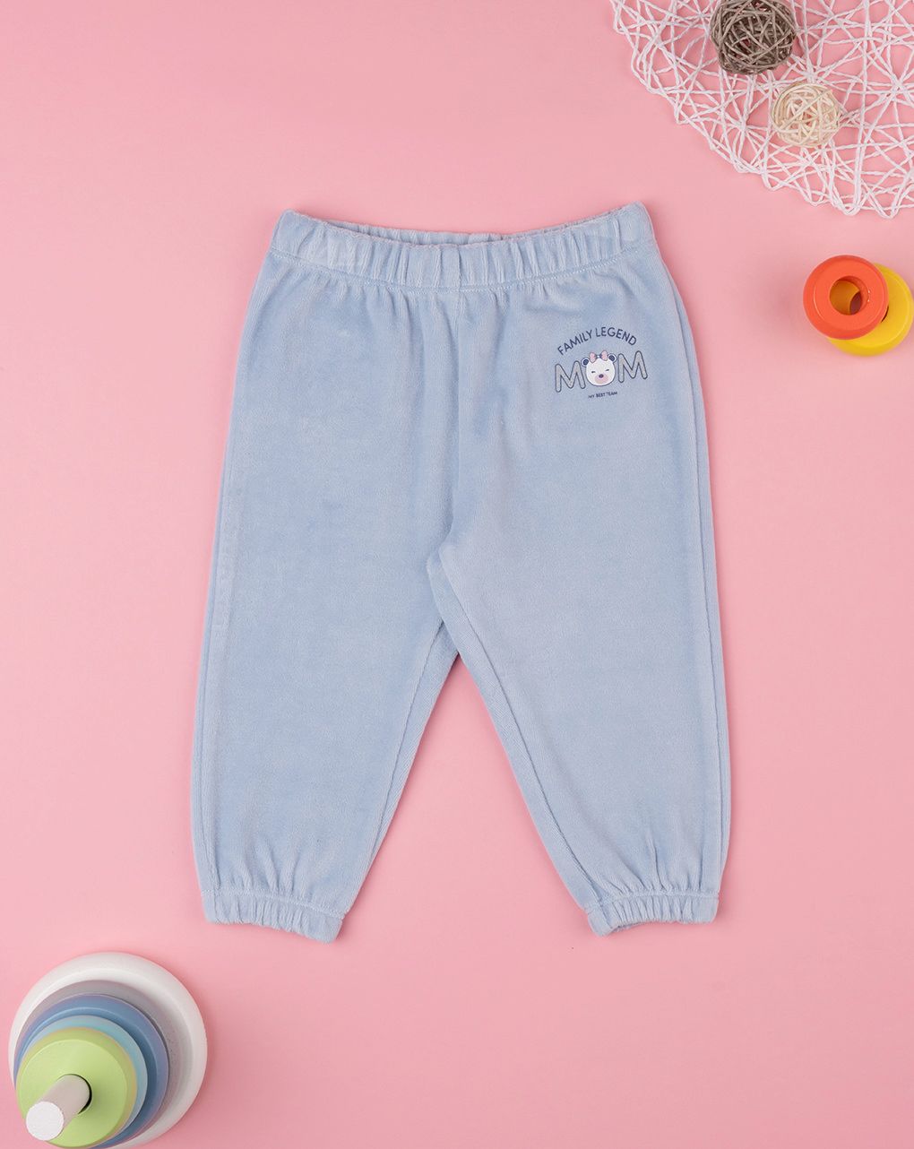 βρεφικό παντελόνι φόρμας σενίλ μπλε mom για κορίτσι - Prénatal