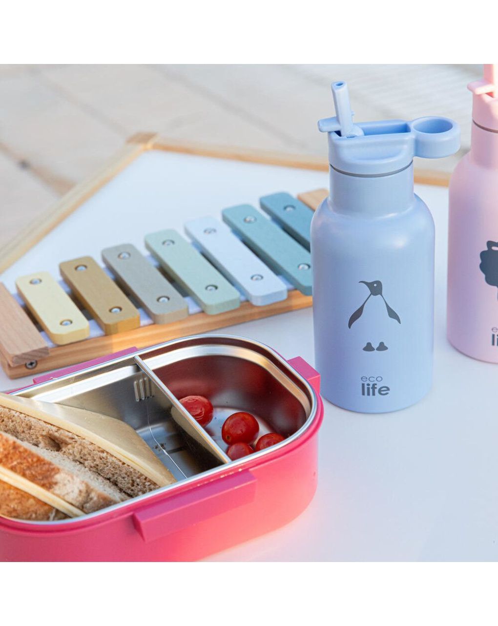 Ecolife ανοξείδωτο φαγητοδοχείο με χώρισμα 900ml deep rose 33-bo-9068 - Ecolife