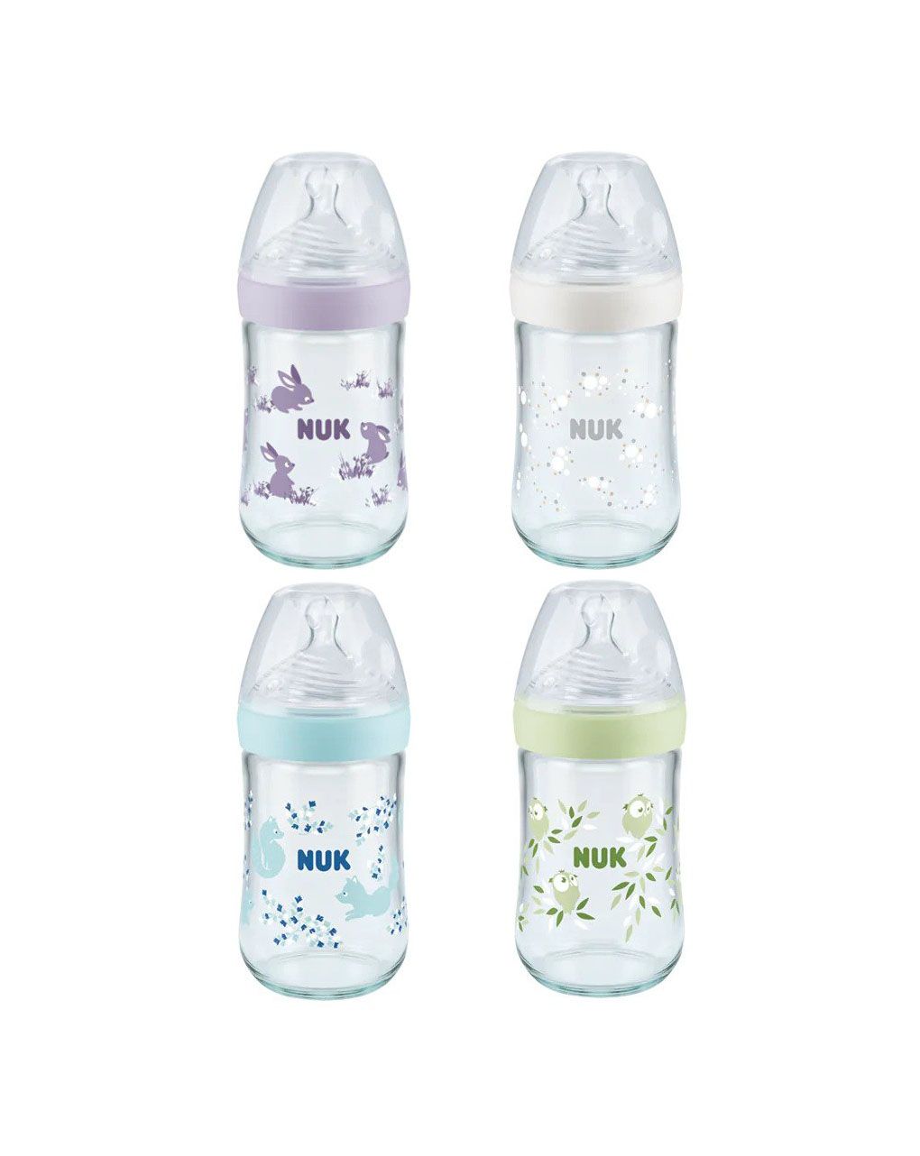 Nuk μπιμπερό γυάλινο με θηλή σιλικόνης nature sense soft 6-18m medium 240ml