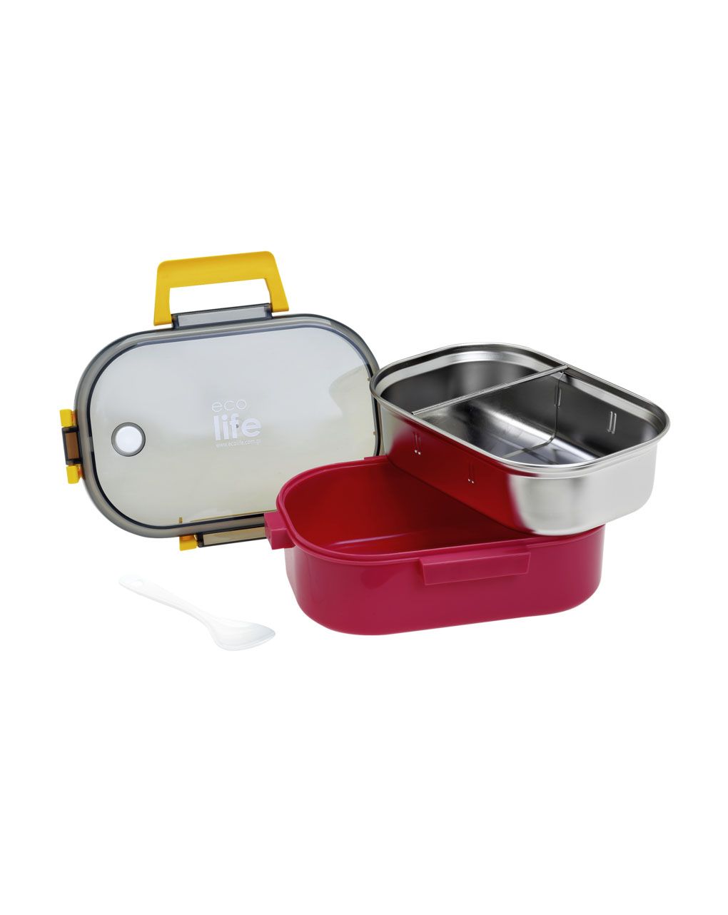 Ecolife ανοξείδωτο φαγητοδοχείο με χώρισμα 900ml deep rose 33-bo-9068 - Ecolife