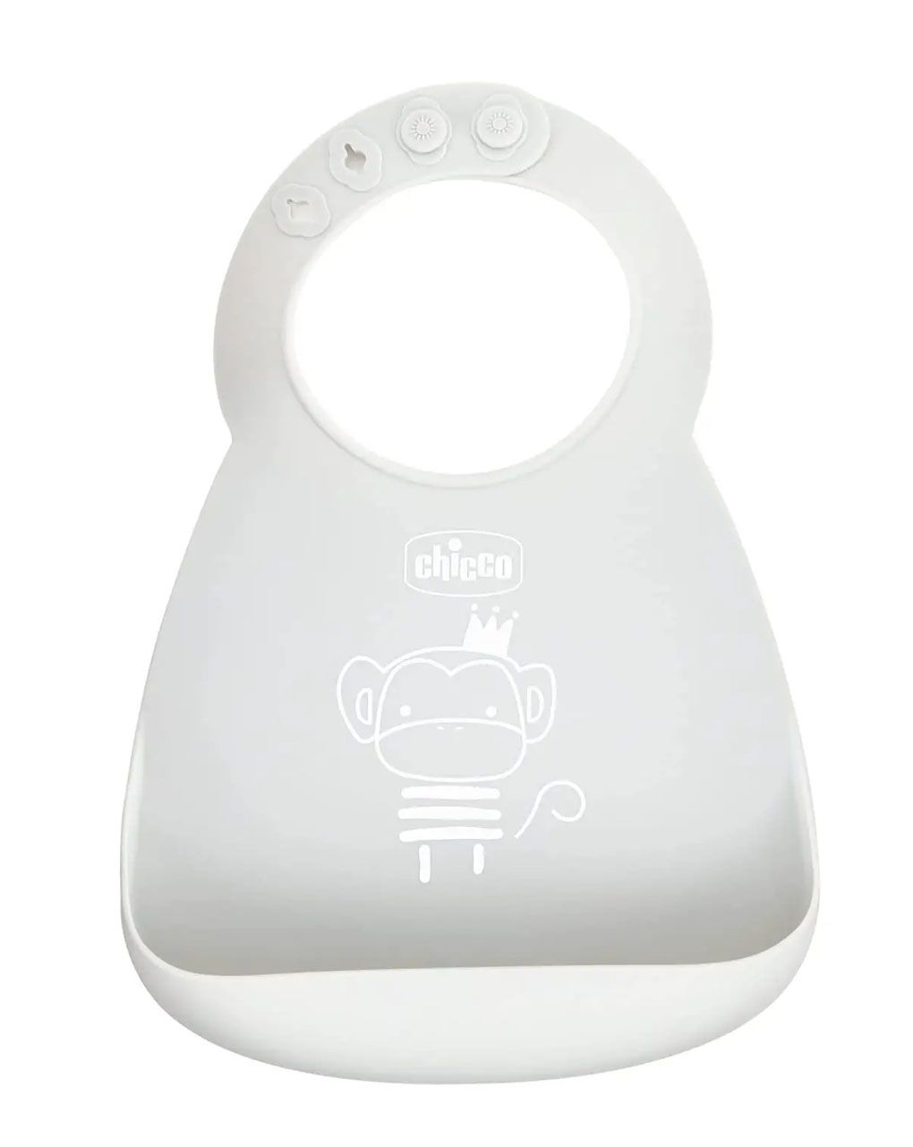 Chicco σαλιάρα σιλικόνης για ψίχουλα- γκρι 1τεμ