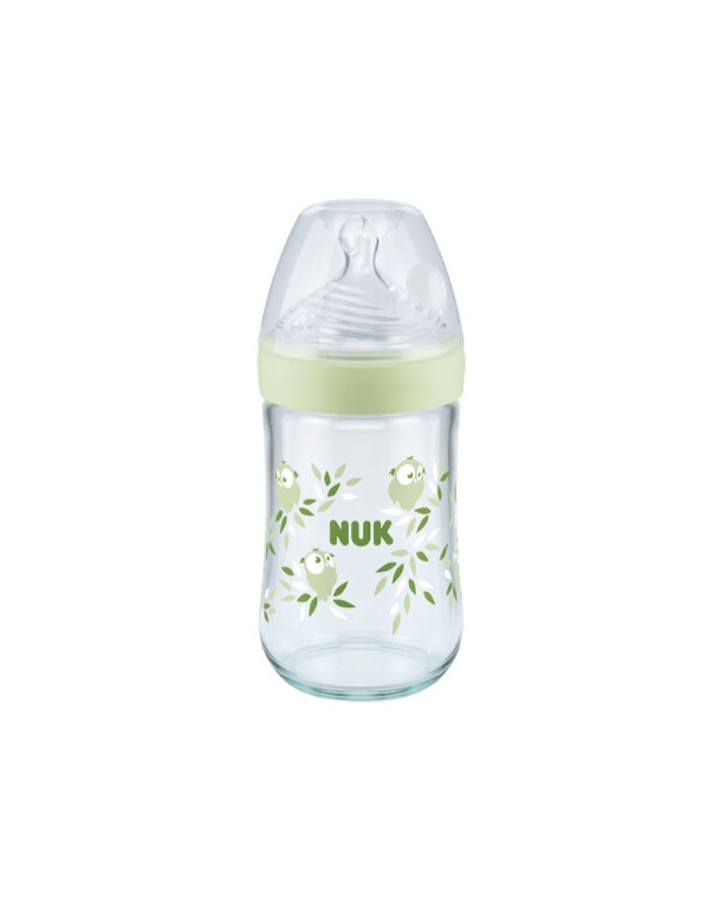 Nuk μπιμπερό γυάλινο με θηλή σιλικόνης nature sense soft 6-18m medium 240ml - Nuk