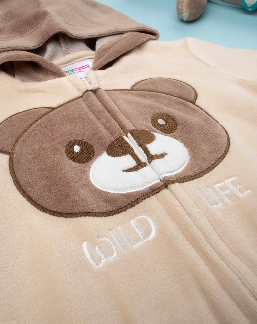 βρεφικό σετ σενίλ ζακέτα και φόρμα wild life για αγόρι - Prénatal