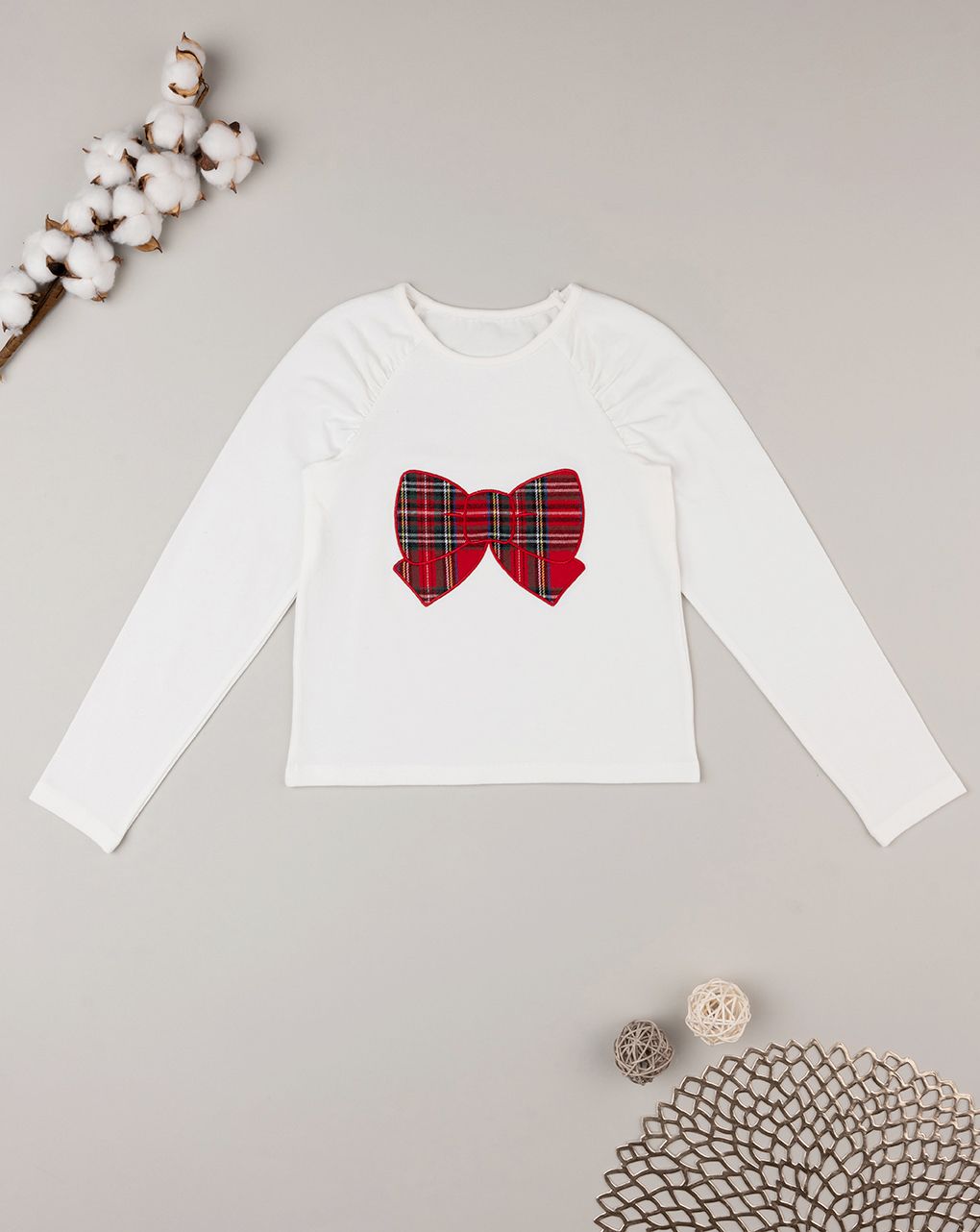 παιδική μπλούζα λευκή με φιογκάκι για κορίτσι