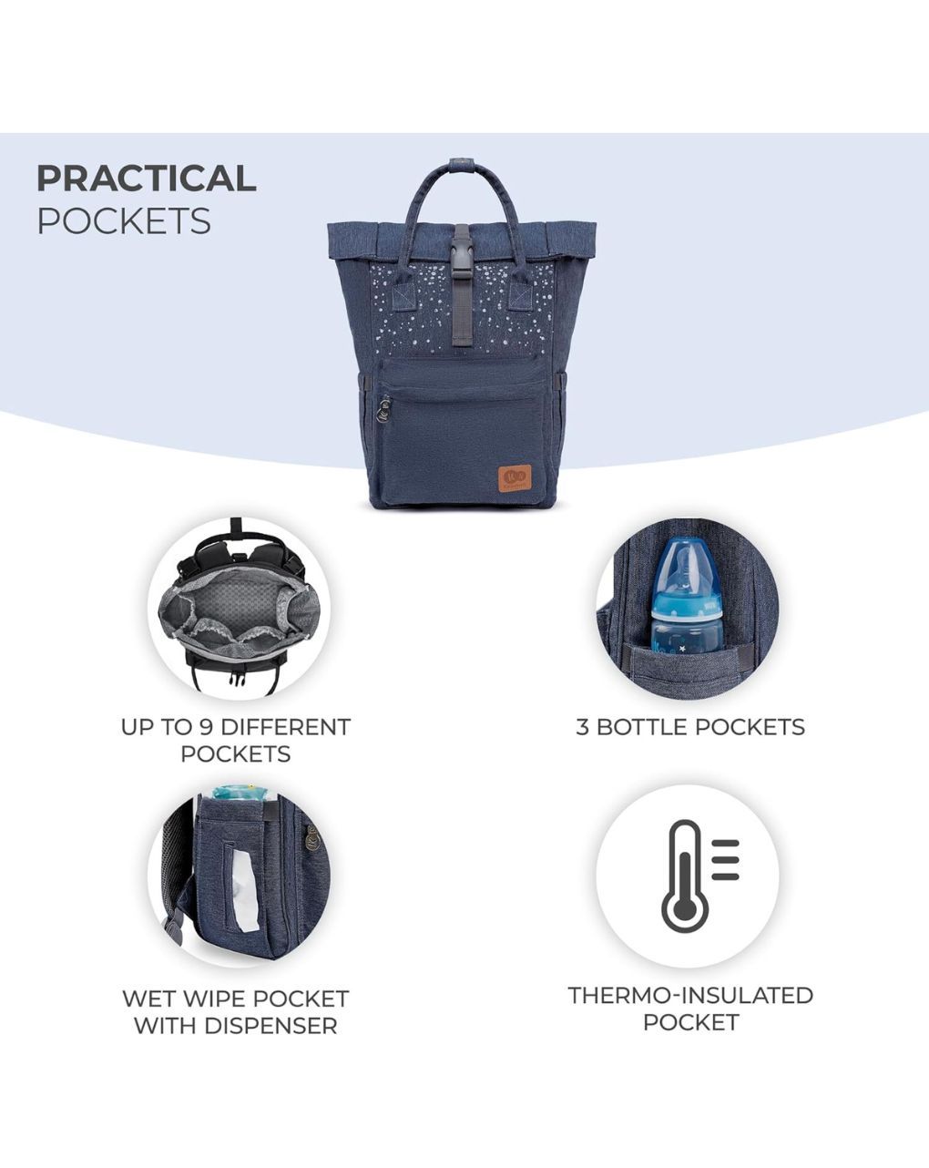 Kinderkraft τσάντα αλλαξιέρα backpack moonpack confetti dem - Kinderkraft