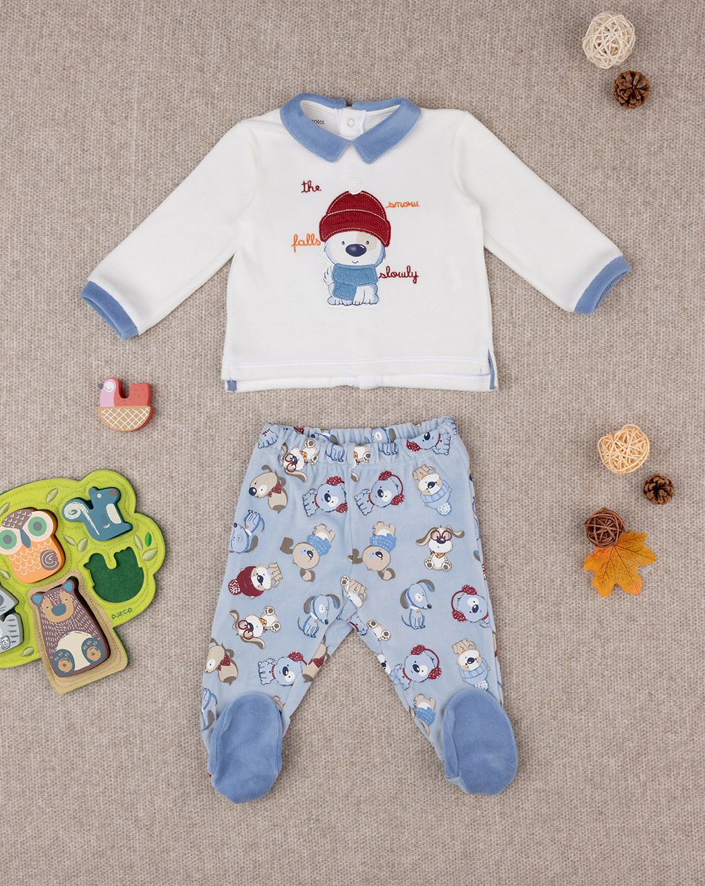 βρεφικό σετ σενίλ μπλούζα και γκέτα big north για αγόρι
