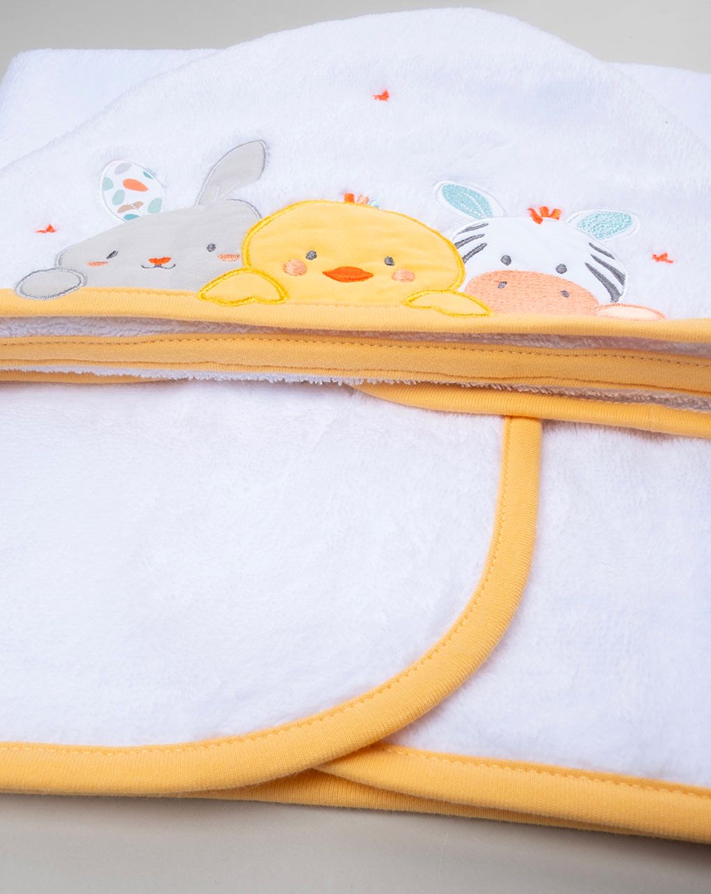 βρεφική μπουρνουζοπετσέτα λευκή πετσετέ baby smile unisex - Prénatal