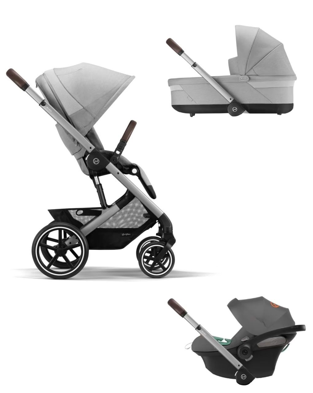 Cybex καρότσι 3σε1 balios s lux lava grey με κάθισμα aton s2 i-size + port bebe + αντάπτορες