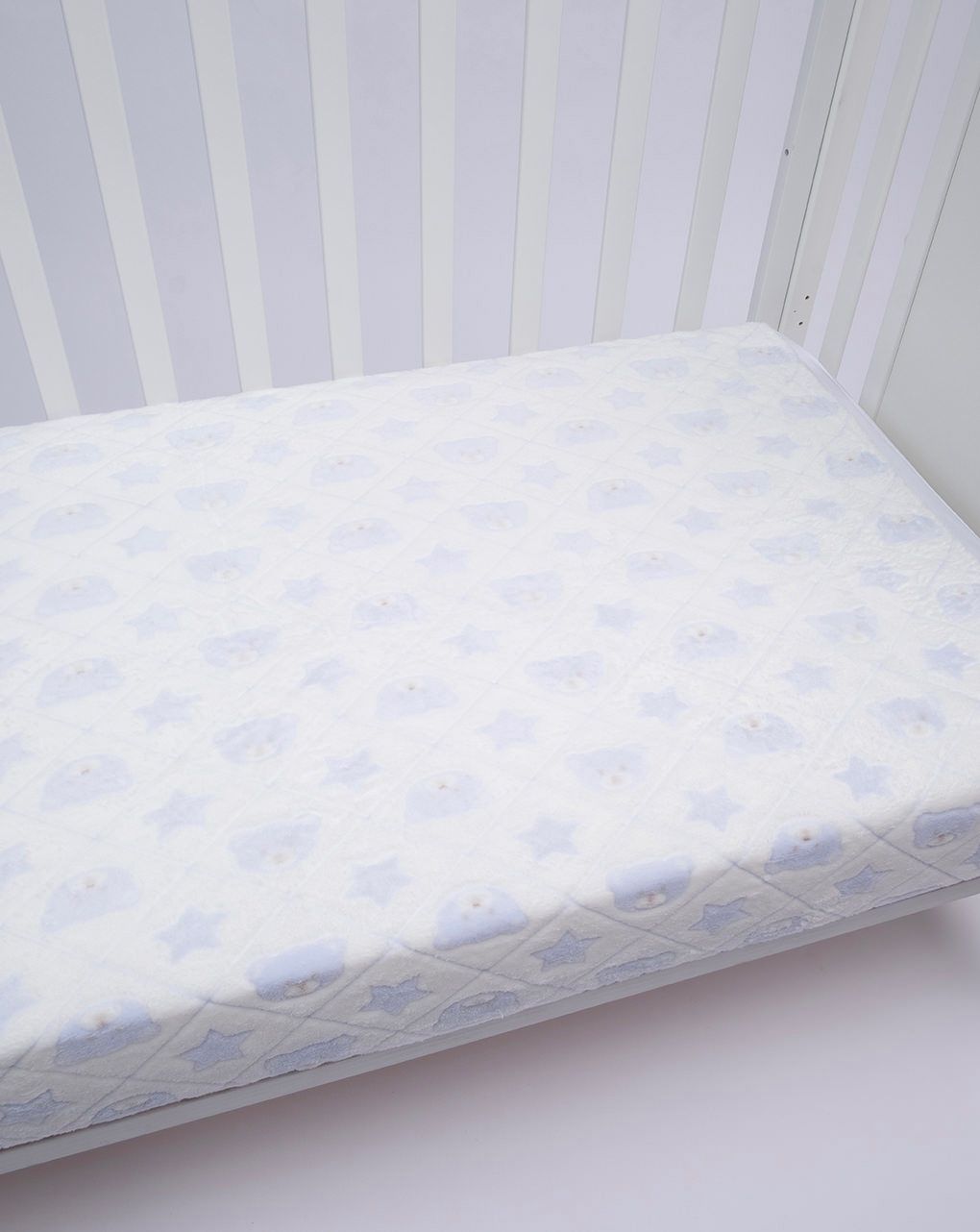 βρεφική κουβέρτα fleece γαλάζια με αρκουδάκια για κρεβάτι - Prénatal