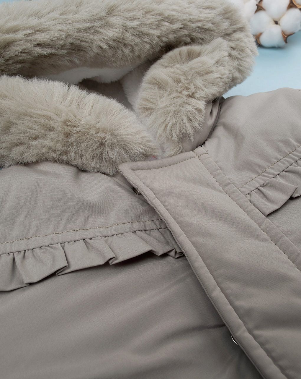 βρεφικό μπουφάν παρκά χακί για κορίτσι - Prénatal