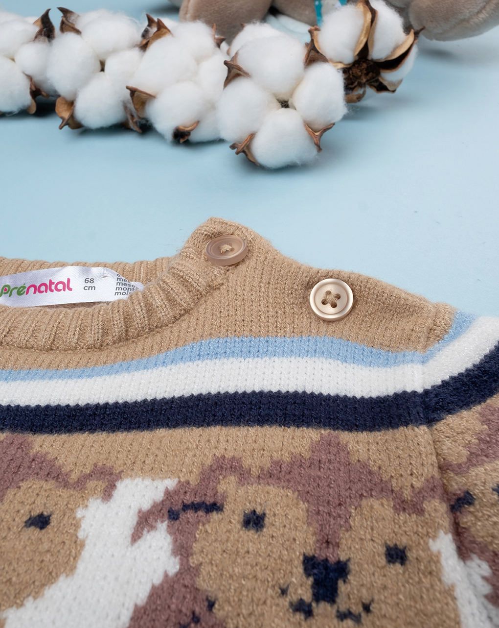 βρεφικό πουλόβερ καφέ με κάστορες για αγόρι - Prénatal