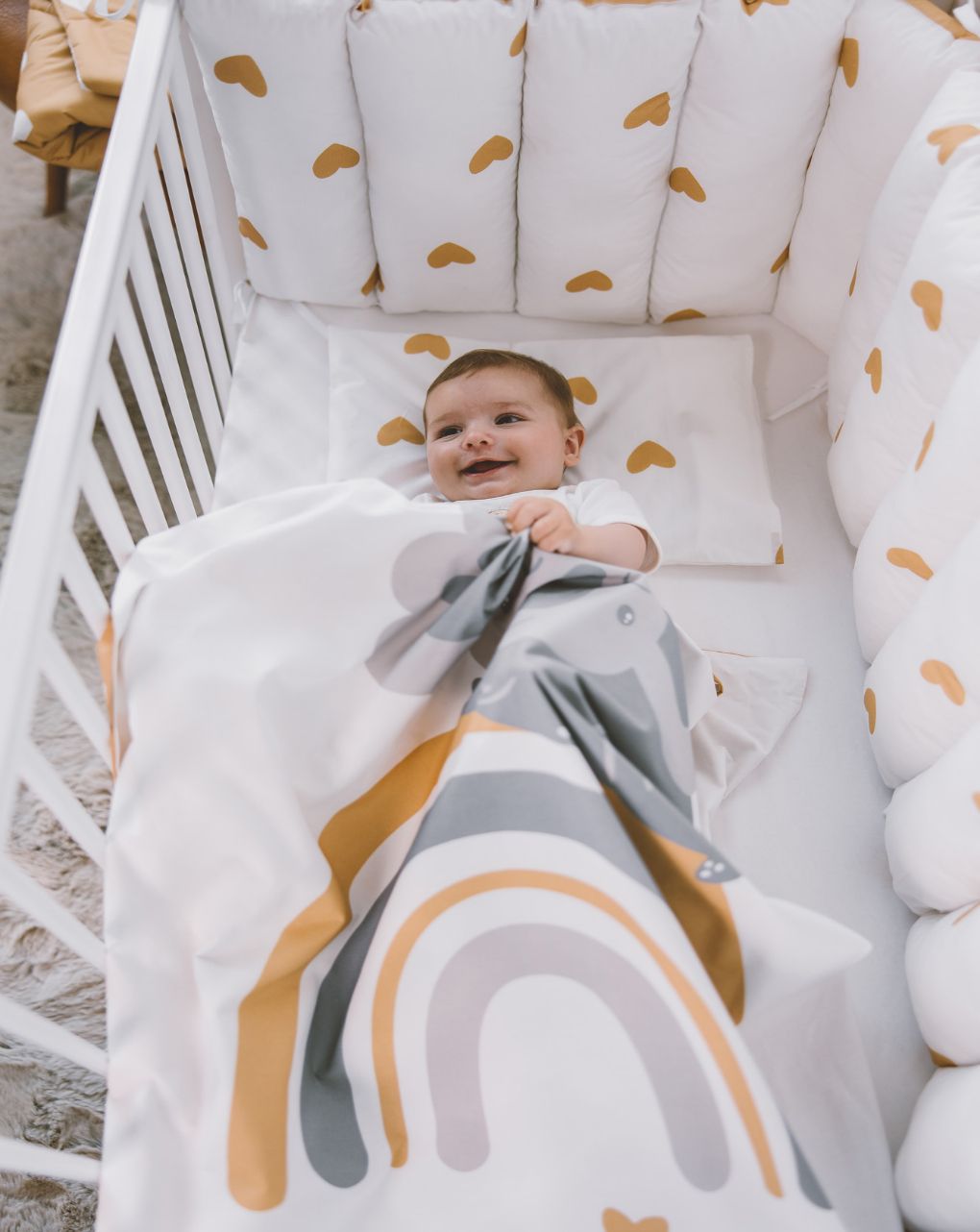 Bubaba σετ για κρεβάτι 6 τμχ yellow hearts 50016 - BUBABA