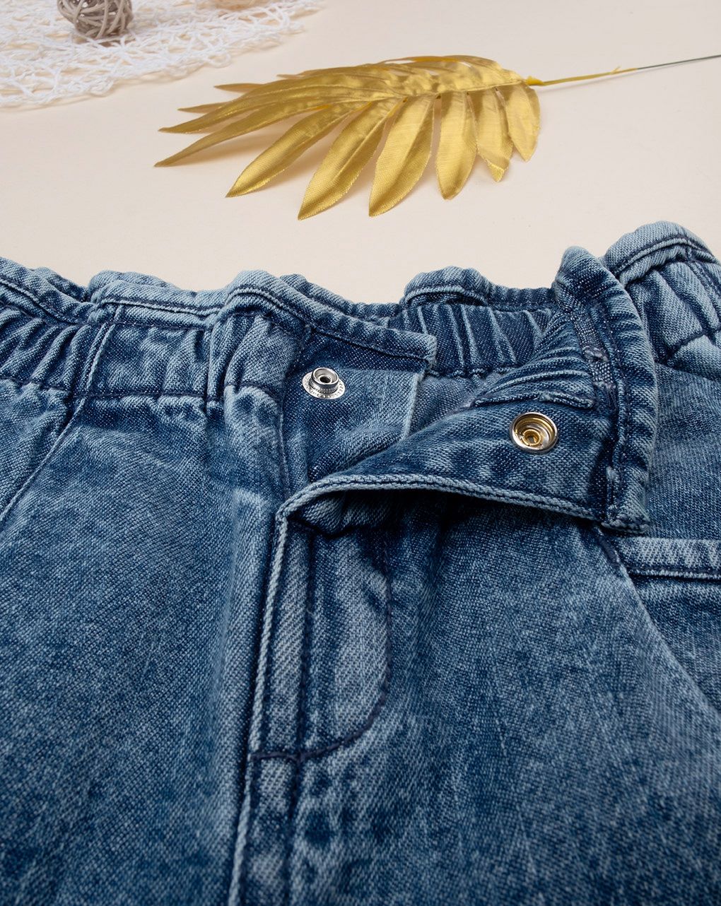 παιδικό τζιν παντελόνι baggy μπλε για κορίτσι - Prénatal