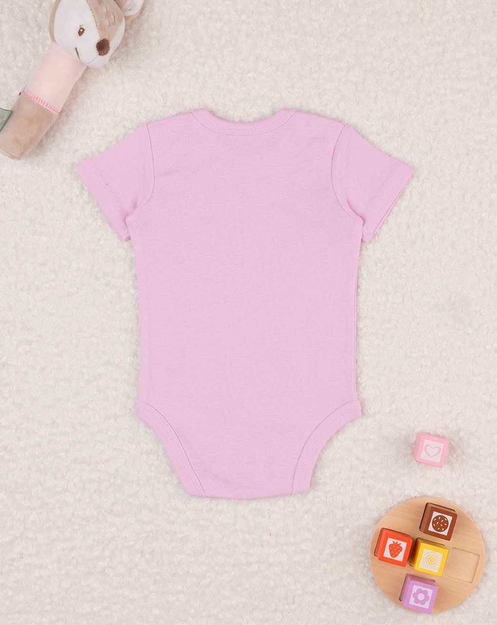 βρεφικό κοντομάνικο κορμάκι ροζ με καμηλοπαρδάλεις για κορίτσι - Prénatal