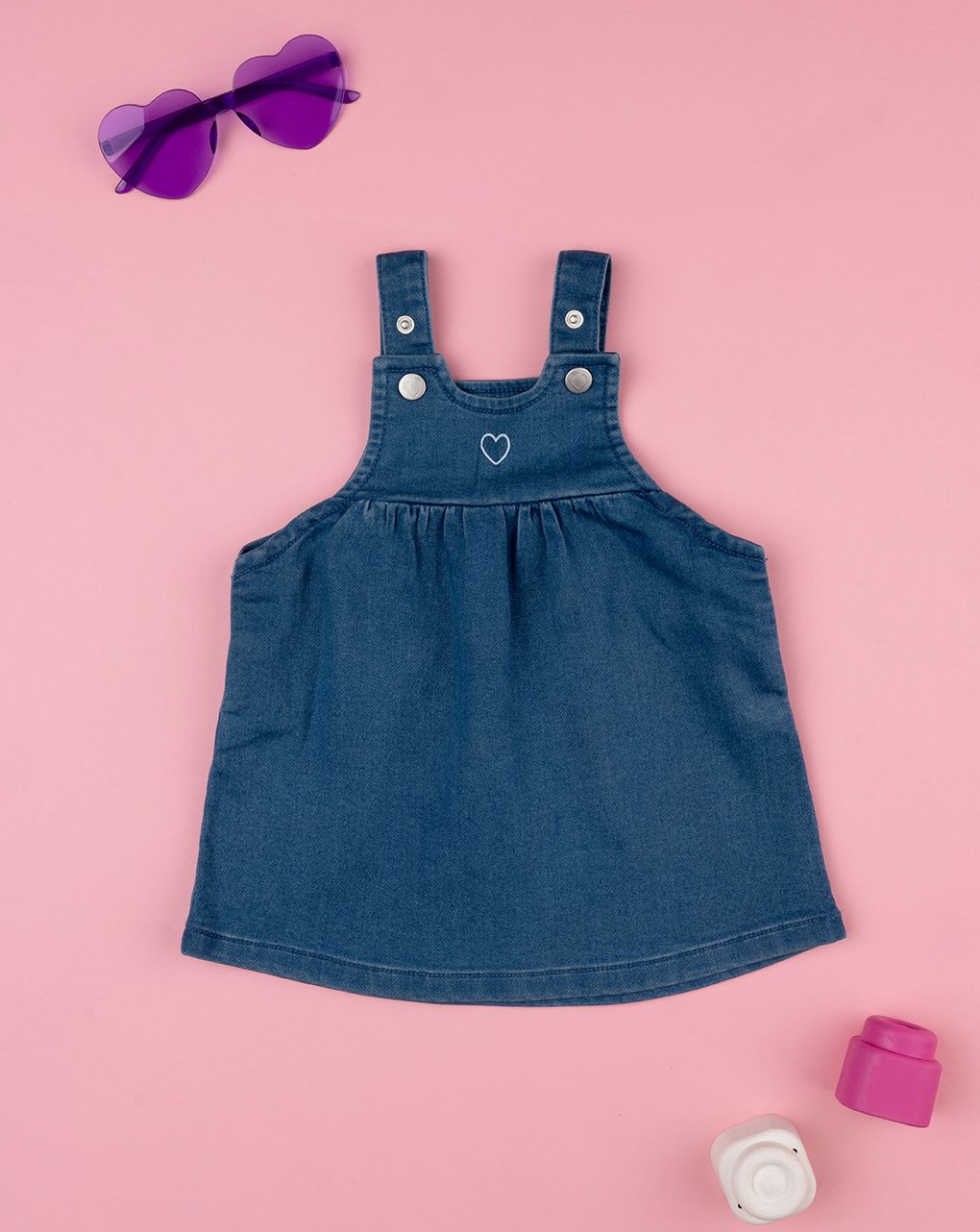 βρεφικό τζιν φόρεμα σαλοπέτα με καρδούλα για κορίτσι - Prénatal