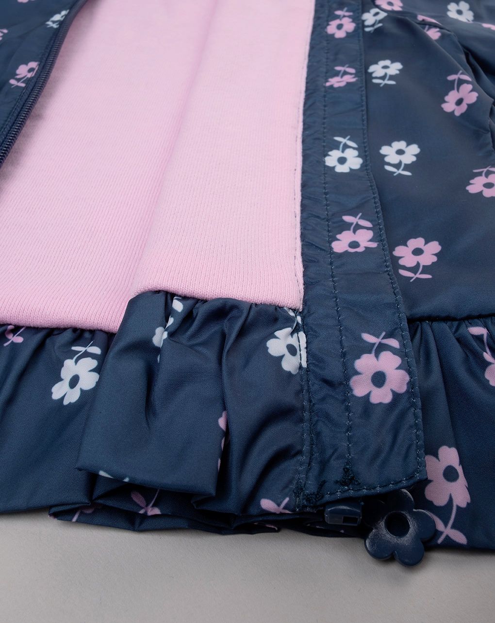 βρεφικό μπουφάν αντιανεμικό μπλε φλοράλ για κορίτσι - Prénatal
